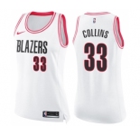 Women's Nike Portland Trail Blazers #33 Zach Collins Swingman White Pink Fashion NBA Jersey