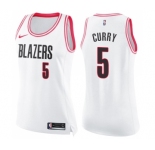 Women's Nike Portland Trail Blazers #5 Seth Curry Swingman White Pink Fashion NBA Jersey