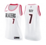 Women's Nike Portland Trail Blazers #7 Brandon Roy Swingman White Pink Fashion NBA Jersey