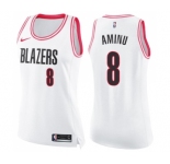 Women's Nike Portland Trail Blazers #8 Al-Farouq Aminu Swingman White Pink Fashion NBA Jersey