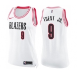 Women's Nike Portland Trail Blazers #9 Gary Trent Jr. Swingman White Pink Fashion NBA Jersey