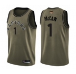 Youth Toronto Raptors #1 Patrick McCaw Swingman Green Salute to Service 2019 Basketball Finals Bound Jersey