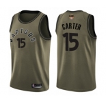 Youth Toronto Raptors #15 Vince Carter Swingman Green Salute to Service 2019 Basketball Finals Bound Jersey