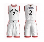 Youth Toronto Raptors #2 Kawhi Leonard Swingman White 2019 Basketball Finals Bound Suit Jersey - Association Edition