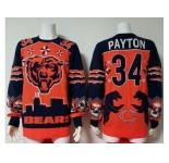 Nike Chicago Bears #34 Walter Payton Orange Navy Blue Men's Ugly Sweater