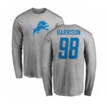 NFL Nike Detroit Lions #98 Damon Harrison Ash Name & Number Logo Long Sleeve T-Shirt