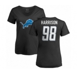 NFL Women's Nike Detroit Lions #98 Damon Harrison Black Name & Number Logo T-Shirt