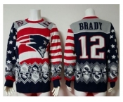 Nike New England Patriots #12 Tom Brady Red Navy Blue Men's Ugly Sweater