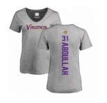 NFL Women's Nike Minnesota Vikings #31 Ameer Abdullah Ash Backer V-Neck T-Shirt