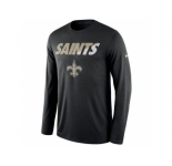 Men's New Orleans Saints Nike Black Legend Staff Practice Long Sleeves Performance T-Shirt