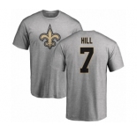 NFL Nike New Orleans Saints #7 Taysom Hill Ash Name & Number Logo T-Shirt