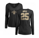 NFL Women's Nike New Orleans Saints #25 Eli Apple Black Name & Number Logo Slim Fit Long Sleeve T-Shirt