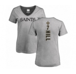 NFL Women's Nike New Orleans Saints #7 Taysom Hill Ash Backer V-Neck T-Shirt