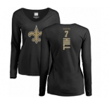 NFL Women's Nike New Orleans Saints #7 Taysom Hill Black Backer Slim Fit Long Sleeve T-Shirt