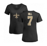 NFL Women's Nike New Orleans Saints #7 Taysom Hill Black Name & Number Logo Slim Fit T-Shirt