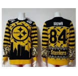 Nike Pittsburgh Steelers #84 Antonio Brown Yellow Black Men's Ugly Sweater