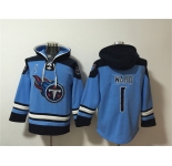 Men's Tennessee Titans #1 Cameron Ward Blue Lace-Up Pullover Hoodie