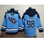 Men's Tennessee Titans #98 Jeffery Simmons Blue Lace-Up Pullover Hoodie