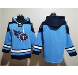 Men's Tennessee Titans Blank Blue Lace-Up Pullover Hoodie