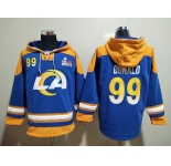 Men's Los Angeles Rams #99 Aaron Donald 2022 Royal Super Bowl LVI Champions Pullover Hoodie