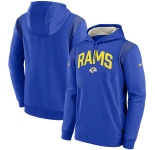 Men's Los Angeles Rams Royal Sideline Stack Performance Pullover Hoodie