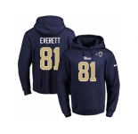 Nike Los Angeles Rams #81 Gerald Everett Gerald Everett Navy Blue Name & Number Pullover NFL Hoodie