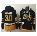 Nike Rams #30 Todd Gurley II Navy Blue Gold Name & Number Pullover NFL Hoodie