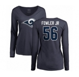 NFL Women's Nike Los Angeles Rams #56 Dante Fowler Jr Navy Blue Name & Number Logo Slim Fit Long Sleeve T-Shirt