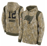 Men's Tampa Bay Buccaneers #12 Tom Brady Camo 2021 Salute To Service Therma Performance Pullover Hoodie