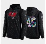 Men's Tampa Bay Buccaneers #45 Devin White 2021 Charcoal Crucial Catch Therma Pullover Hoodie