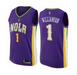 Men's New Orleans Pelicans #1 Zion Williamson Authentic Purple Basketball Jersey - City Edition