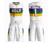 Men's New Orleans Pelicans #1 Zion Williamson Authentic White Basketball Suit Jersey - City Edition