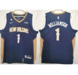 Men's New Orleans Pelicans #1 Zion Williamson Navy Stitched Basketball Jersey