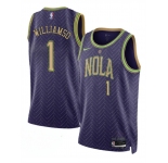 Men's New Orleans Pelicans #1 Zion Williamson Purple 2024-25 City Ediiton Stitched Basketball Jersey