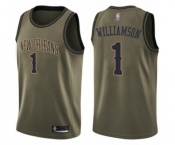 Men's New Orleans Pelicans #1 Zion Williamson Swingman Green Salute to Service Basketball Jersey