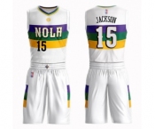 Men's New Orleans Pelicans #15 Frank Jackson Swingman White Basketball Suit Jersey - City Edition