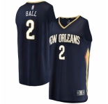 Men's New Orleans Pelicans #2 Lonzo Ball Fanatics Branded Navy 2020-21 Fast Break Player Jersey
