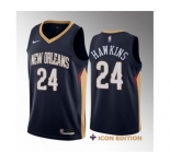 Men's New Orleans Pelicans #24 Jordan Hawkins Navy 2023 Draft Icon Edition Stitched Basketball Jersey