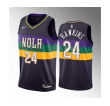 Men's New Orleans Pelicans #24 Jordan Hawkins Purple 2023 Draft City Edition Stitched Basketball Jersey