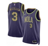 Men's New Orleans Pelicans #3 CJ McCollum Purple 2024-25 City Ediiton Stitched Basketball Jersey