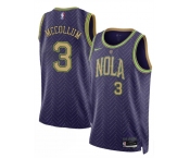 Men's New Orleans Pelicans #3 CJ McCollum Purple 2024-25 City Ediiton Stitched Basketball Jersey