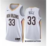 Men's New Orleans Pelicans #33 Malcolm Hill White Association Edition Stitched Basketball Jersey