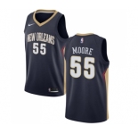 Men's Nike New Orleans Pelicans #55 E'Twaun Moore Swingman Navy Blue Road NBA Jersey - Icon Edition