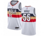 Men's Nike New Orleans Pelicans #55 E'Twaun Moore White Swingman Jersey - Earned Edition