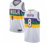 Men's Nike New Orleans Pelicans #8 Jahlil Okafor Authentic White NBA Jersey - City Edition
