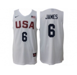 Men Nike Rio 2016 Olympics USA Dream Team #6 LeBron James Home White Basketball Jersey