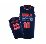 Men's Nike Team USA #10 Clyde Drexler Authentic Navy Blue 2012 Olympic Retro Basketball Jersey