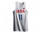 Men's Nike Team USA #11 Klay Thompson Authentic White 2016 Olympic Basketball Jerse