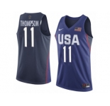 Men's Nike Team USA #11 Klay Thompson Swingman Navy Blue 2016 Olympic Basketball Jersey