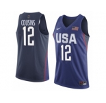 Men's Nike Team USA #12 DeMarcus Cousins Swingman Navy Blue 2016 Olympic Basketball Jersey